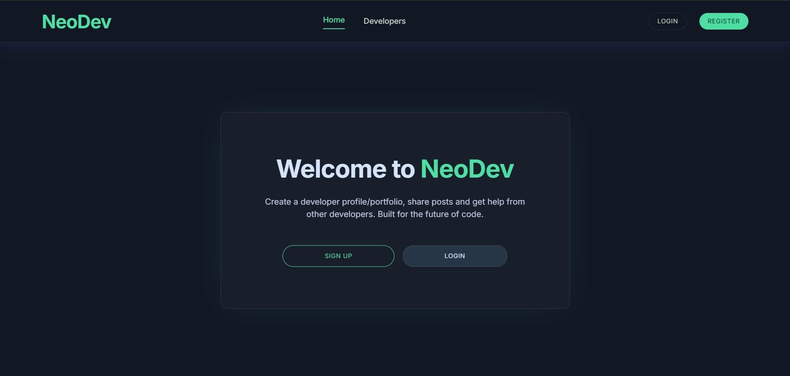 NeoDev – Developer Profiles and Posts